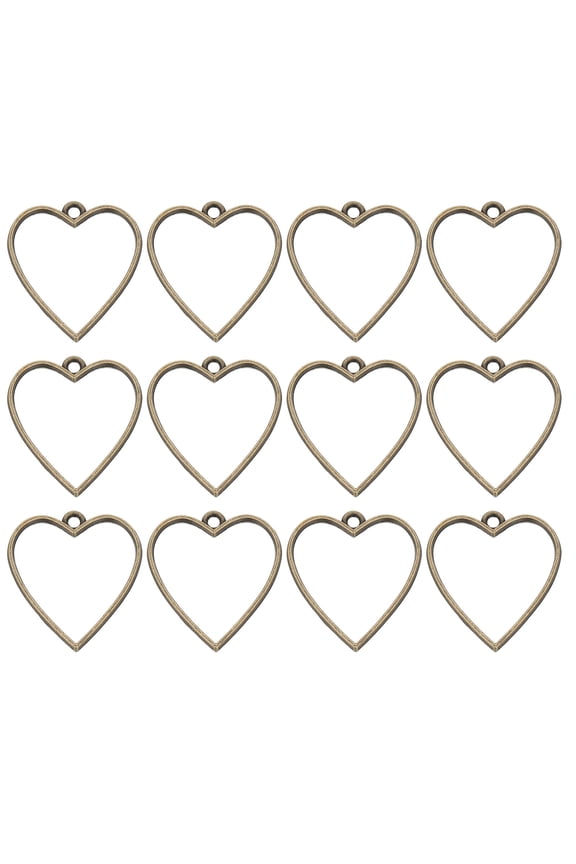 Open Bezels for Resin, 60 Pcs Alloy Heart Shape Open Back Frame Pendants DIY and Crafting, White