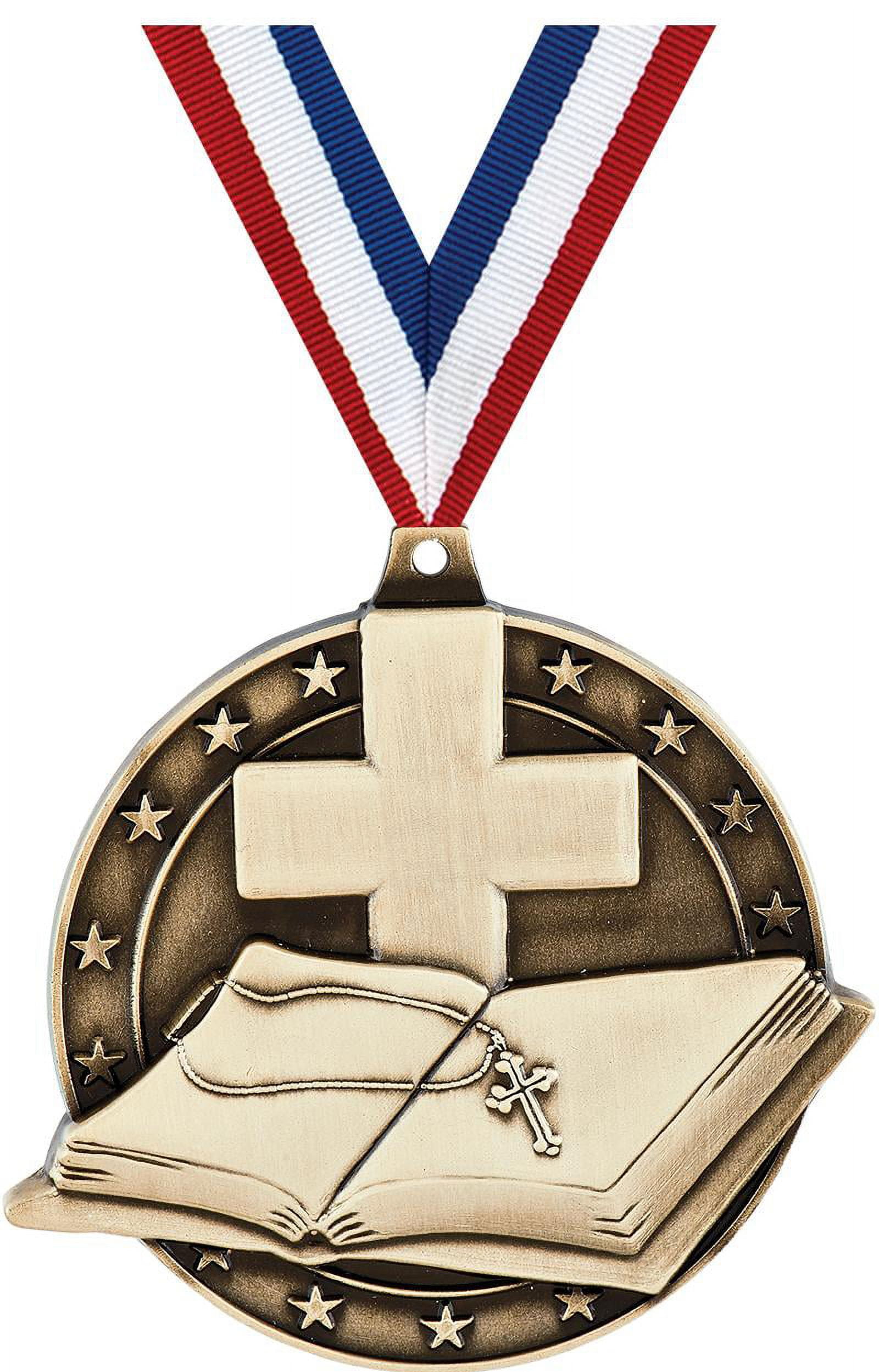 Open Bible Medals, 2" Gold Diecast Open Bible Medal Award 5 Pack