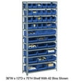 thumbnail image 1 of Open Bin Shelving w/6 Shelves & 30 Blue Bins, 36x12x39, 1 of 2
