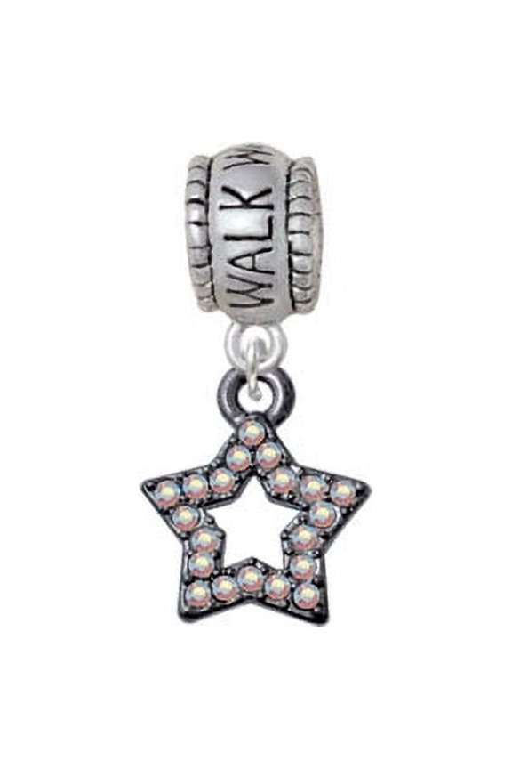 Open Black Star with Clear AB Crystals - Walk With Jesus Charm Bead