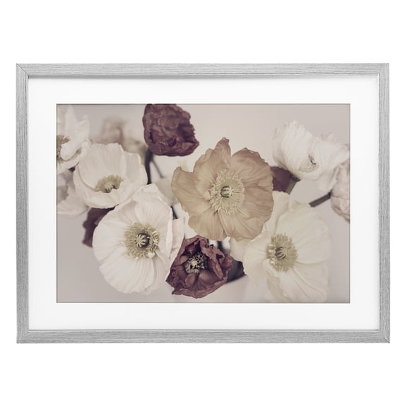 Stupell Industries Open Blooms Maroon Florals Gray Framed Print Under Glass, design by Sisi and Seb