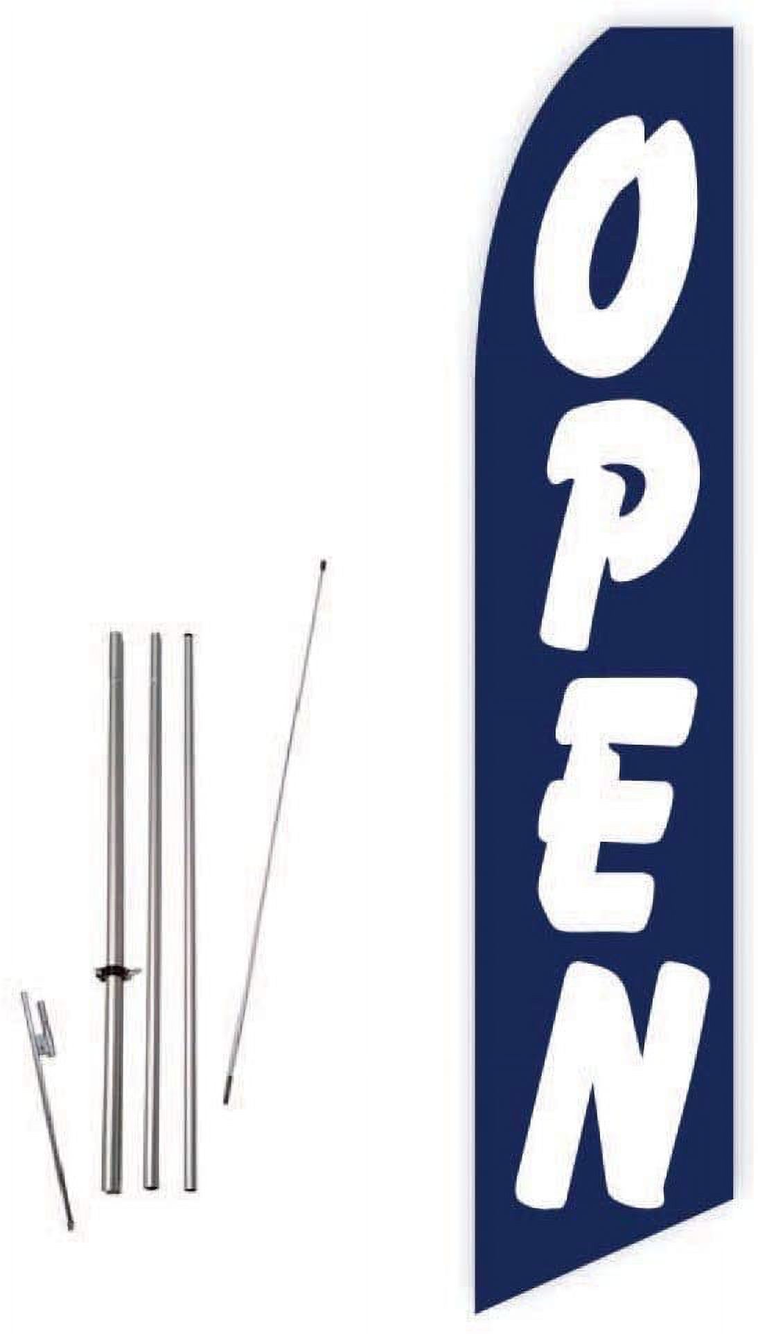 Open Blue Super Novo Feather Flag - Complete with 15ft Pole Set and Ground Spike
