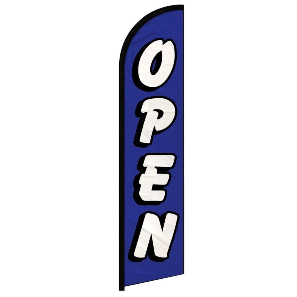 Open (Blue & White) Windless Banner Flag - Walmart.com