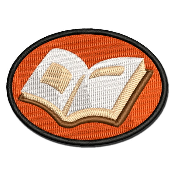 Open Book Applique Multi-Color Embroidered Iron-On Patch - 3.5 Inch Large