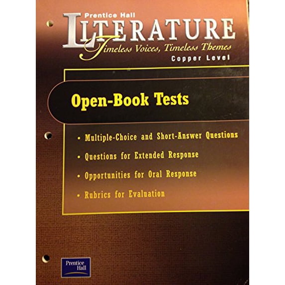 Pre-Owned Open Book Tests (Prentice Hall Literature Timeless Voices, Timeless Themes, Copper Level) 9780130583901 Used