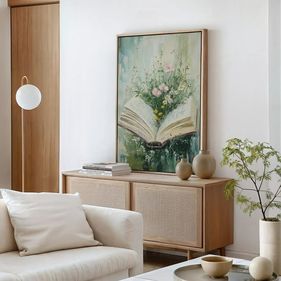 Open Book With Wildflowers - Whimsical Literary Art, Cottagecore Botanical Wall Decor, Rustic Book Lover'S Home Accent Wall Art, Modern Wall Decor, 8x12 UNFRAMED