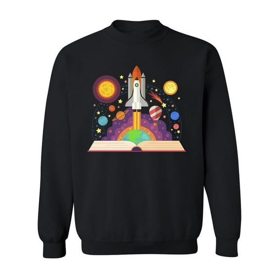 Open Book With Space Design Sweatshirt Men -Image by Shutterstock, Male Medium