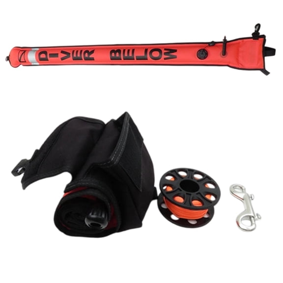 Open Bottom Safety Inflatable Dives Float with Diving Spool Reel and Clip