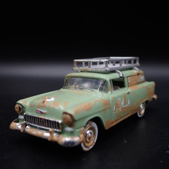Open Box 1955 CHEVY CHEVROLET SEDAN DELIVERY MUDDY W/ HITCH 1:64 SCALE DIECAST MODEL CAR