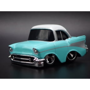 Open Box 1957 57 CHEVY CHEVROLET BEL AIR TUNED TEAL 1:64 SCALE DIORAMA DIECAST MODEL CAR.
