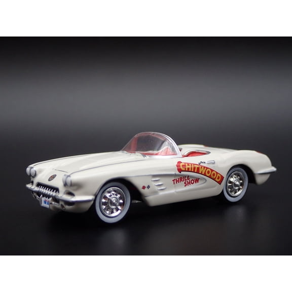 Open Box 1958 58 CHEVY CHEVROLET CORVETTE CONVERTIBLE WHITE 1:64 SCALE DIECAST MODEL CAR