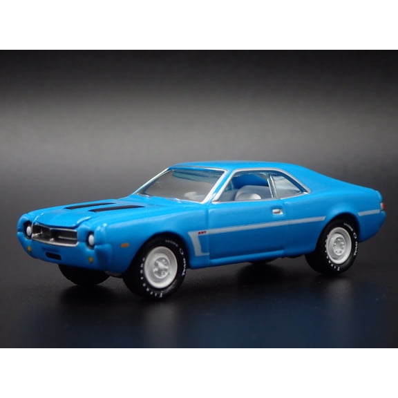 Open Box 1969 69 AMC JAVELIN MUSCLE CAR SST BLUE 1:64 SCALE DIORAMA DIECAST MODEL CAR
