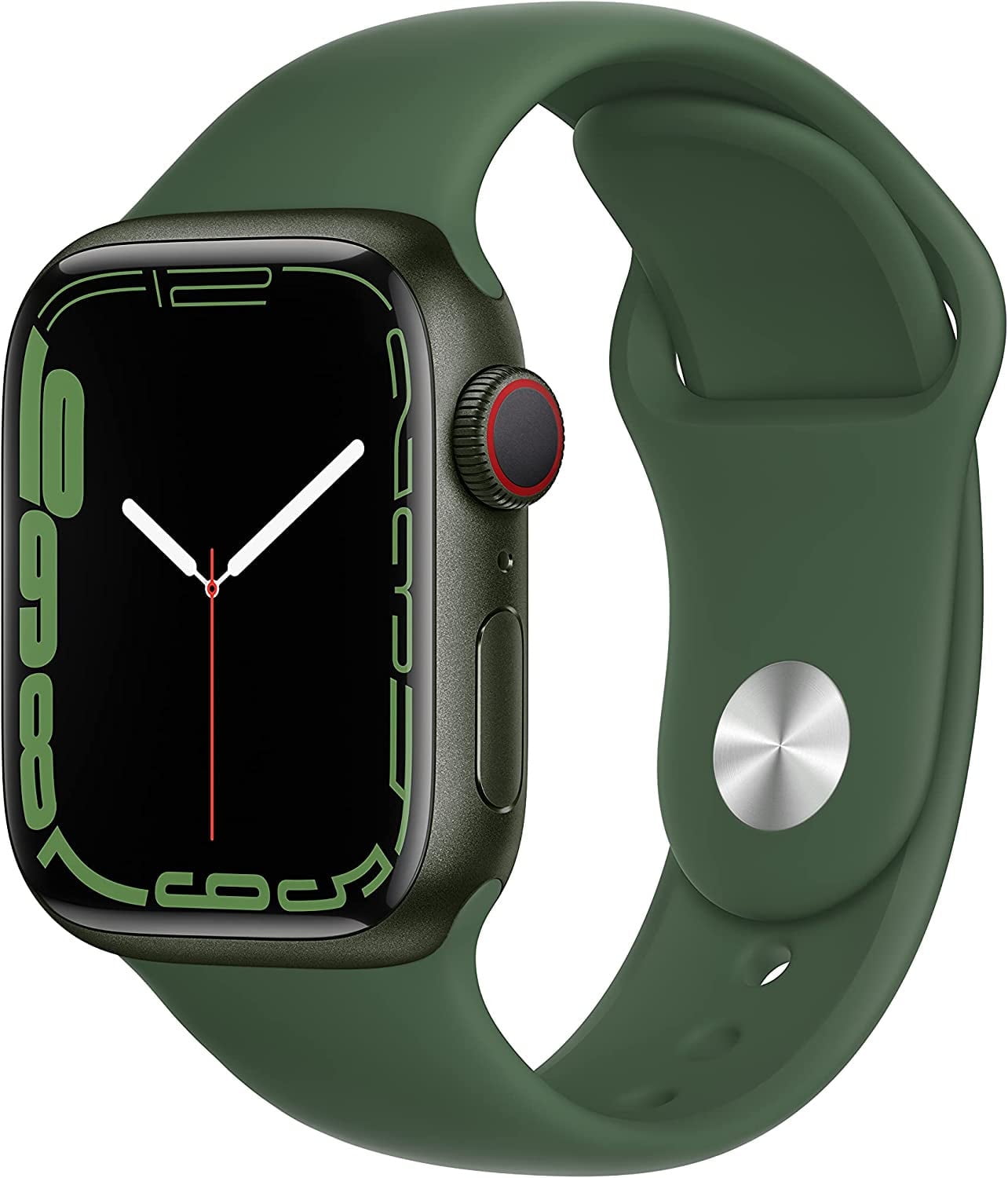 Restored Apple Watch Series 7 GPS Cellular 41mm Green Aluminum Clover Sport Band (Refurbished)
