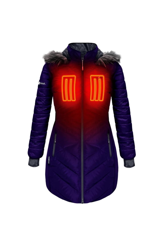 5V Women's Heated Long Puffer Jacket W/ Hood XXL