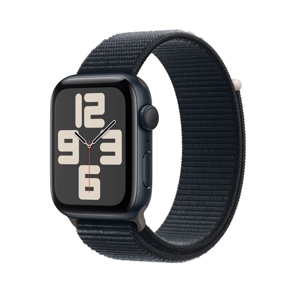Open Box Apple Watch SE (2nd Gen) [GPS 44mm] Smartwatch with Midnight Aluminum Case and Midnight Sport Loop. Fitness & Sleep Tracker, Crash Detection, Heart Rate Monitor