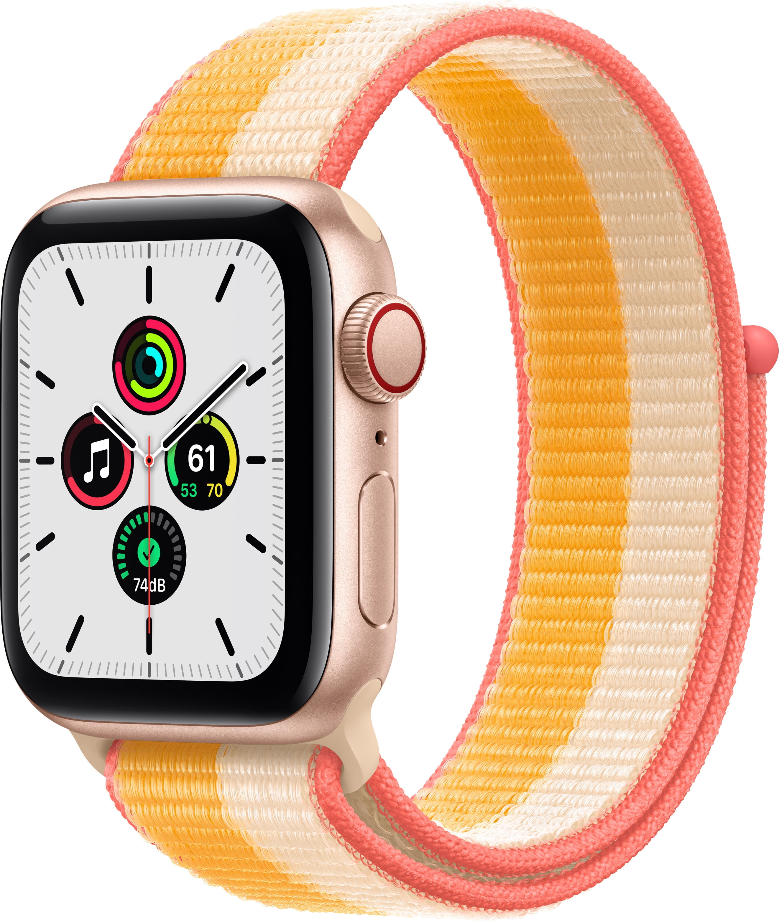 Open Box Apple Watch SE Cell 40mm Gold Aluminum Maize Sport Loop MKQP3LL A Walmart