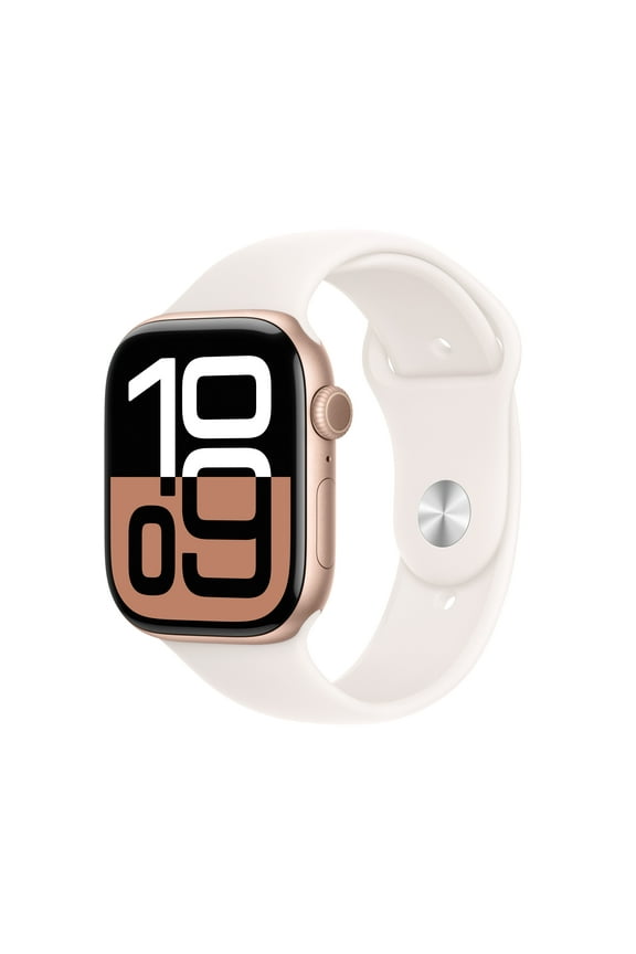 Open Box Apple Watch Series 10 GPS 46mm Rose Gold Aluminum Case with Light Blush Sport Band - S/M