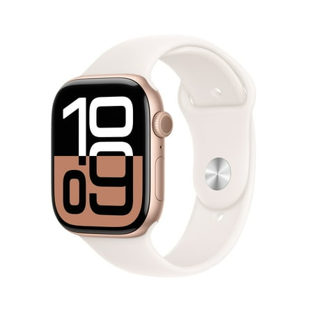 Open Box Apple Watch Series 10 GPS 46mm Rose Gold Aluminum Case with Light Blush Sport Band - S/M
