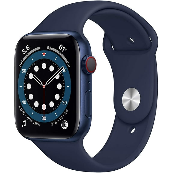 Open Box Apple Watch Series 6 GPS + Cellular, 44mm Blue Aluminum Case with Deep Navy Sport Band - Regular