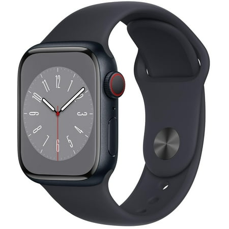 Open Box Apple Watch Series 8 (GPS) + Cellular 41mm Midnight Aluminum Case with Midnight Sport Band