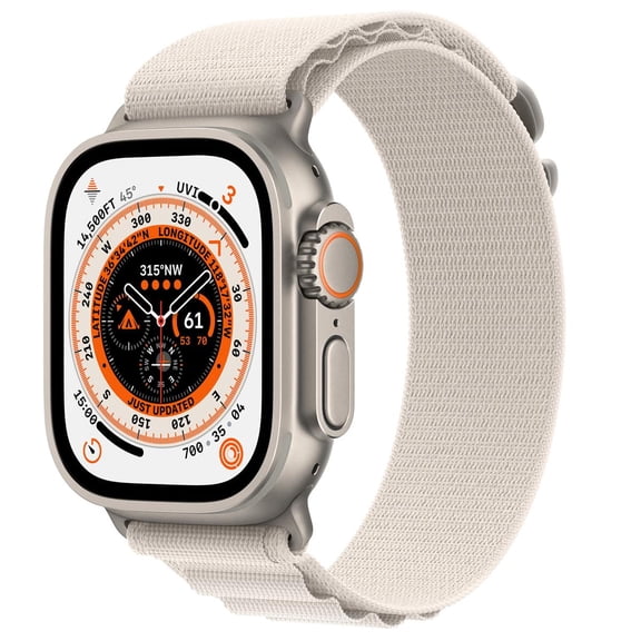 Open Box Apple Watch Ultra (GPS + Cellular) 49mm Titanium Case with Starlight Alpine Loop