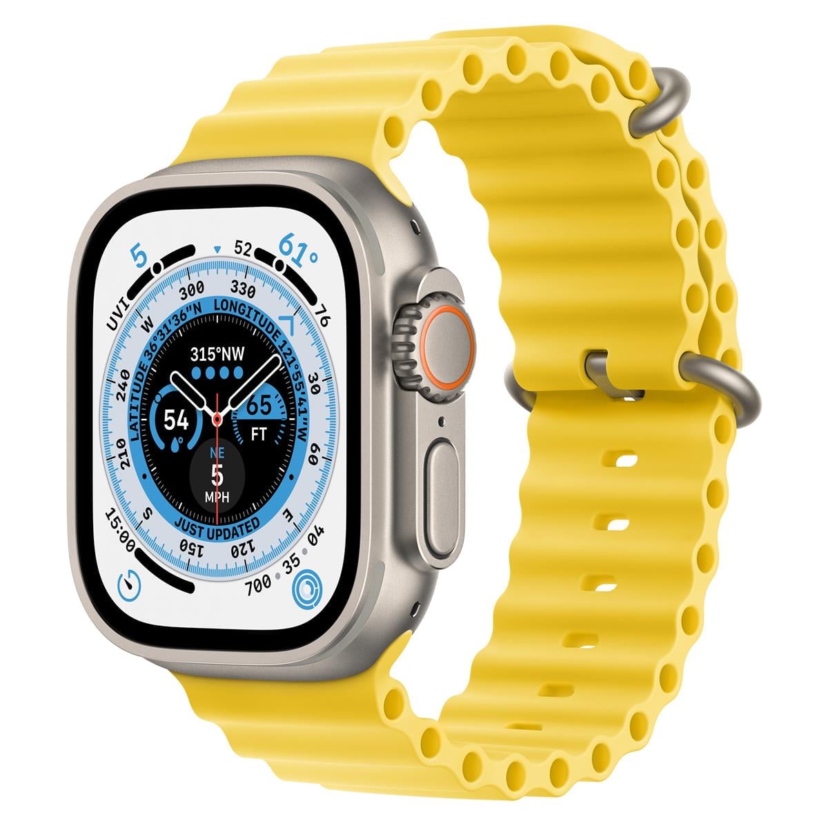 Open Box Apple Watch Ultra (GPS + Cellular) 49mm Titanium Case with Yellow Ocean Band - Titanium
