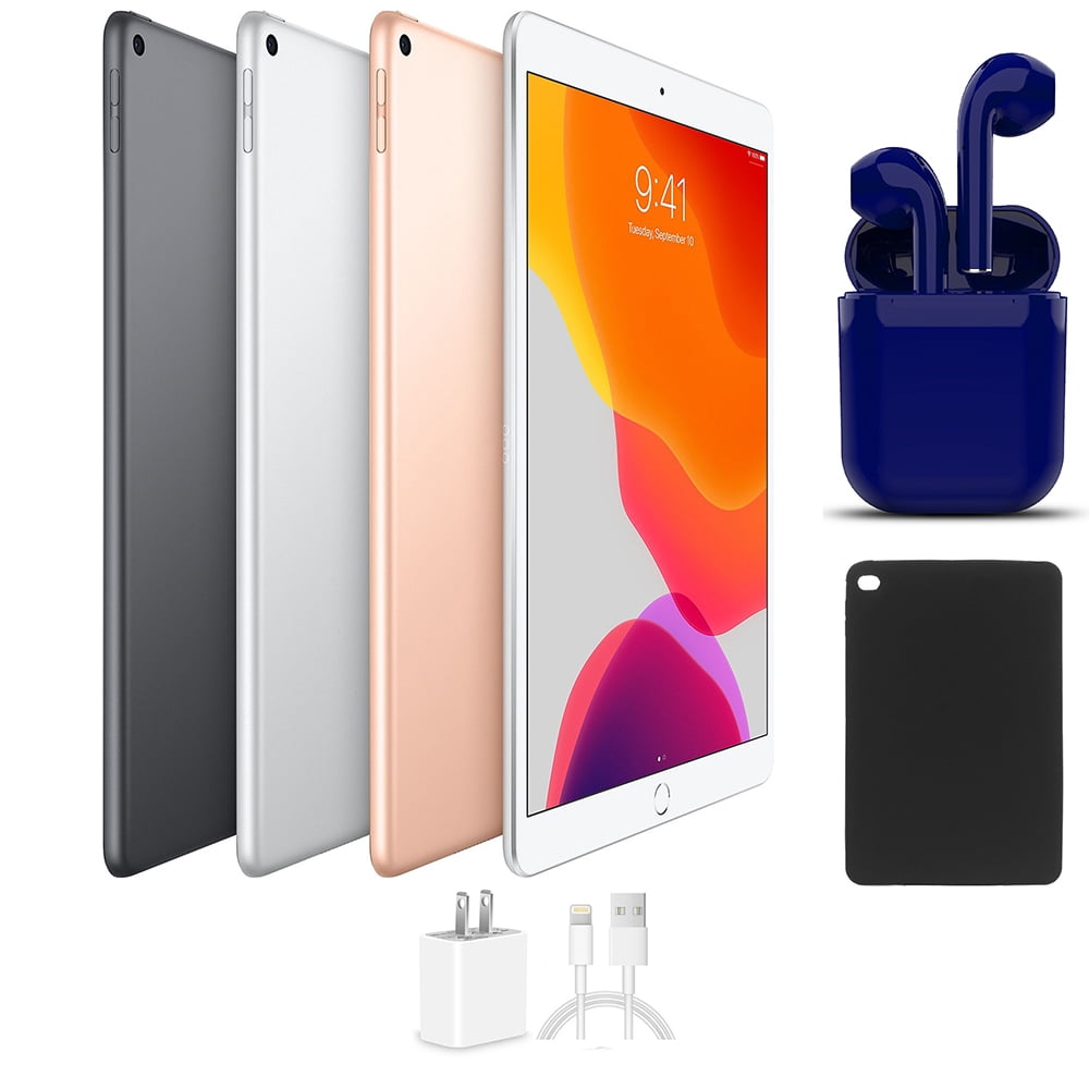 Open Box | Apple iPad Air 3 | 10.5-inch Retina | 64GB | Wi-Fi Only |  Bundle: USA Essentials Bluetooth/Wireless Airbuds