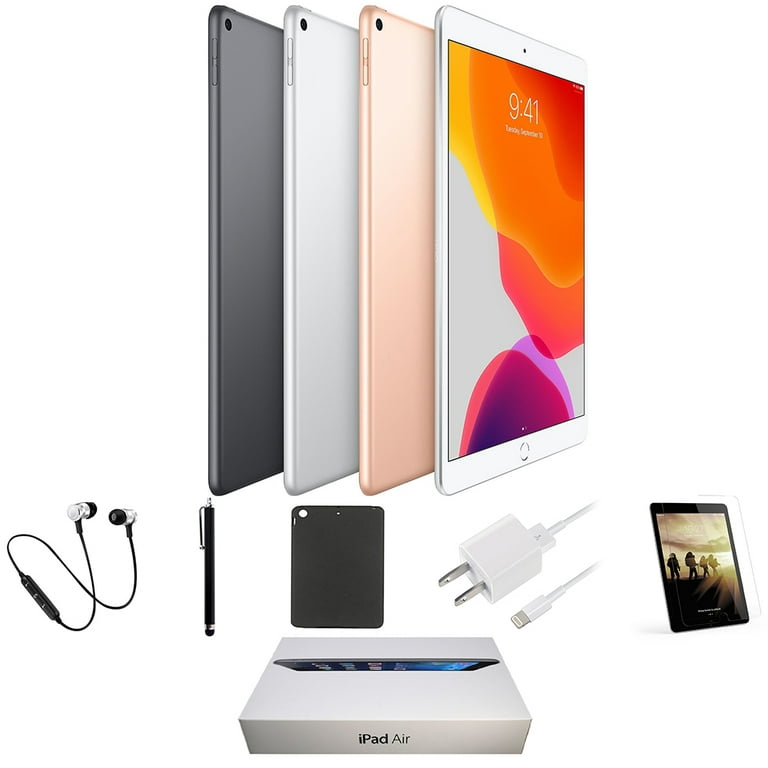 Open Box | Apple iPad Air 3 | 10.5-inch Retina Display | 64GB | Latest OS,  Wi-Fi Only, Bundle: Case, Pre-Installed Tempered Glass, Bluetooth Headset