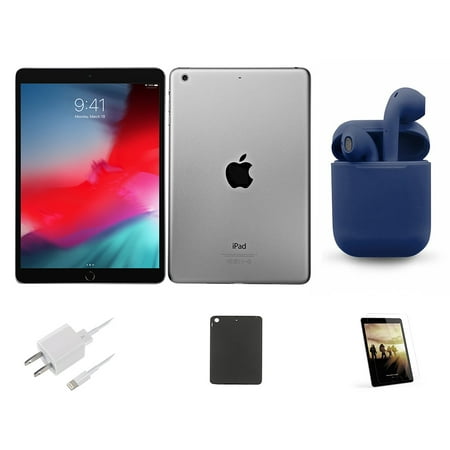 Open Box Apple iPad Air 64GB Silver Wi-Fi Only Bundle: Pre-Installed Tempered Glass, Case, Charger, Bluetooth/Wireless Airbuds By Certified 2 Day Express