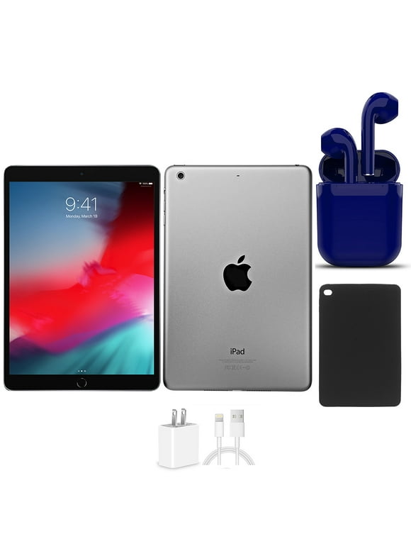 Open Box | Apple iPad Air | 9.7-inch Retina | Space Gray | Wi-Fi Only | 64GB | Bundle: USA Essentials Bluetooth/Wireless Airbuds, Case, Rapid Charger By Certified 2 Day Express