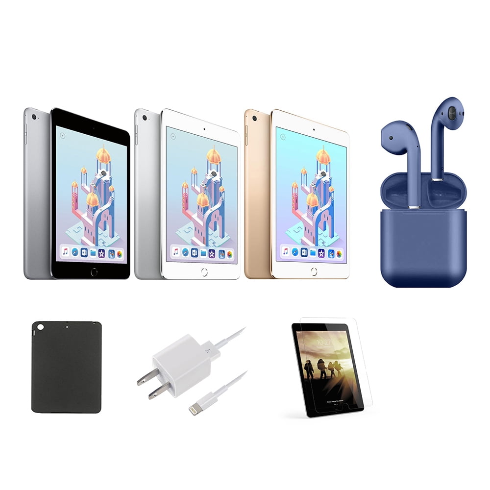 Open Box | Apple iPad Mini 4 | 7.9-inch Retina Display | 32GB | Latest OS,  Wi-Fi Only, Bundle: Case, Pre-Installed Tempered Glass, Bluetooth Headset, 