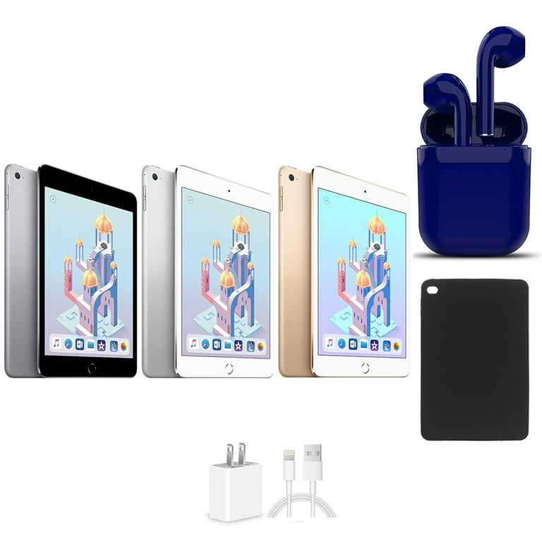 Open Box | Apple iPad Mini 4 | 7.9-inch Retina | 16GB | Wi-Fi Only |  Bundle: USA Essentials Bluetooth/Wireless Airbuds, Case, Rapid Charger By 