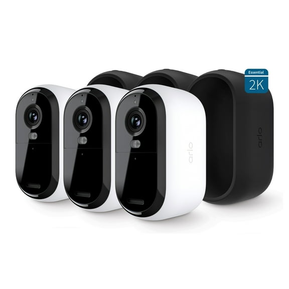 Open Box Arlo Essential Outdoor Camera 2K (2nd Generation) - Wireless Security Surveillance Camera - 3 Cam - White, VMC3350-1WMNAS