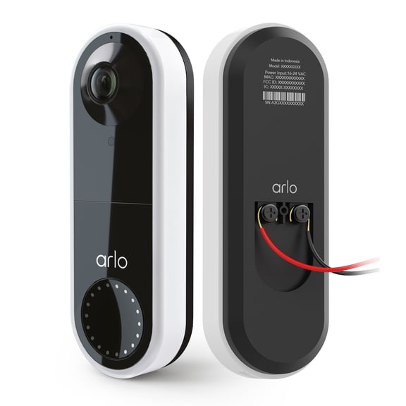 Open Box Arlo Essential Wired Video Doorbell - HD Video, 180 View, Night Vision, 2 Way Audio, Direct to Wi-Fi No Hub Needed, White - AVD1001W