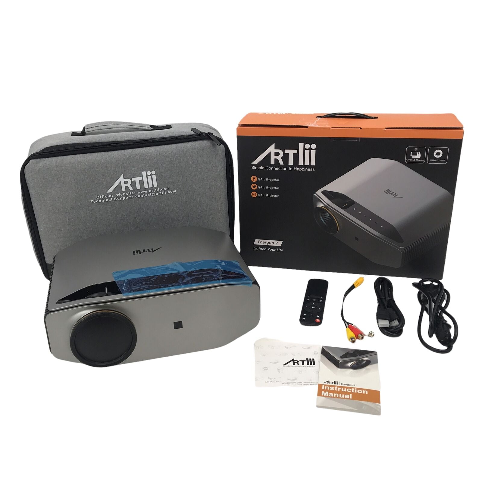 Open Box ArtLii Energon 2 YG620 Bluetooth Projector Native 1080p Home