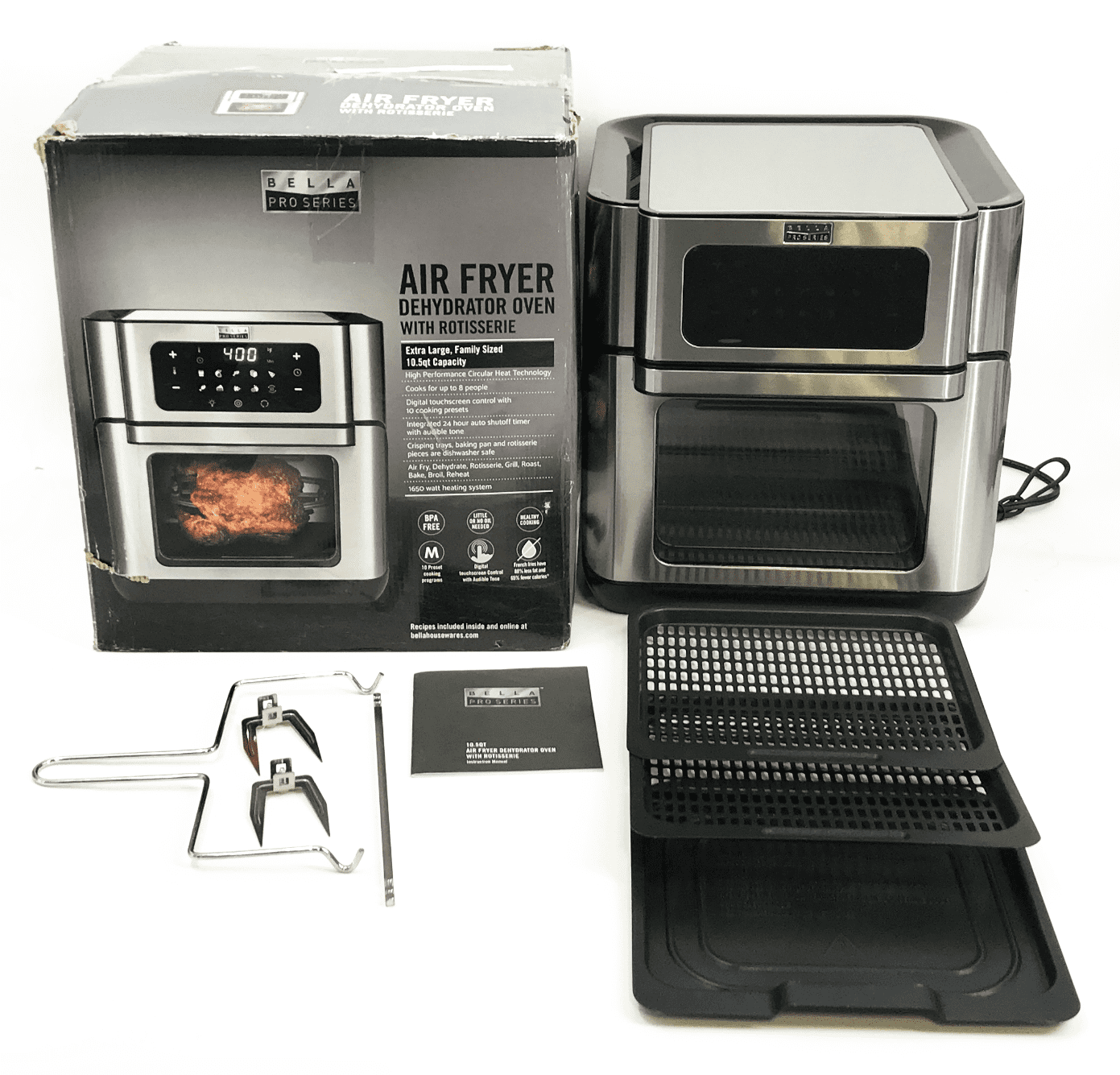 Open Box Bella - Pro Series 10.5 qt. Digital Air Fryer - Black