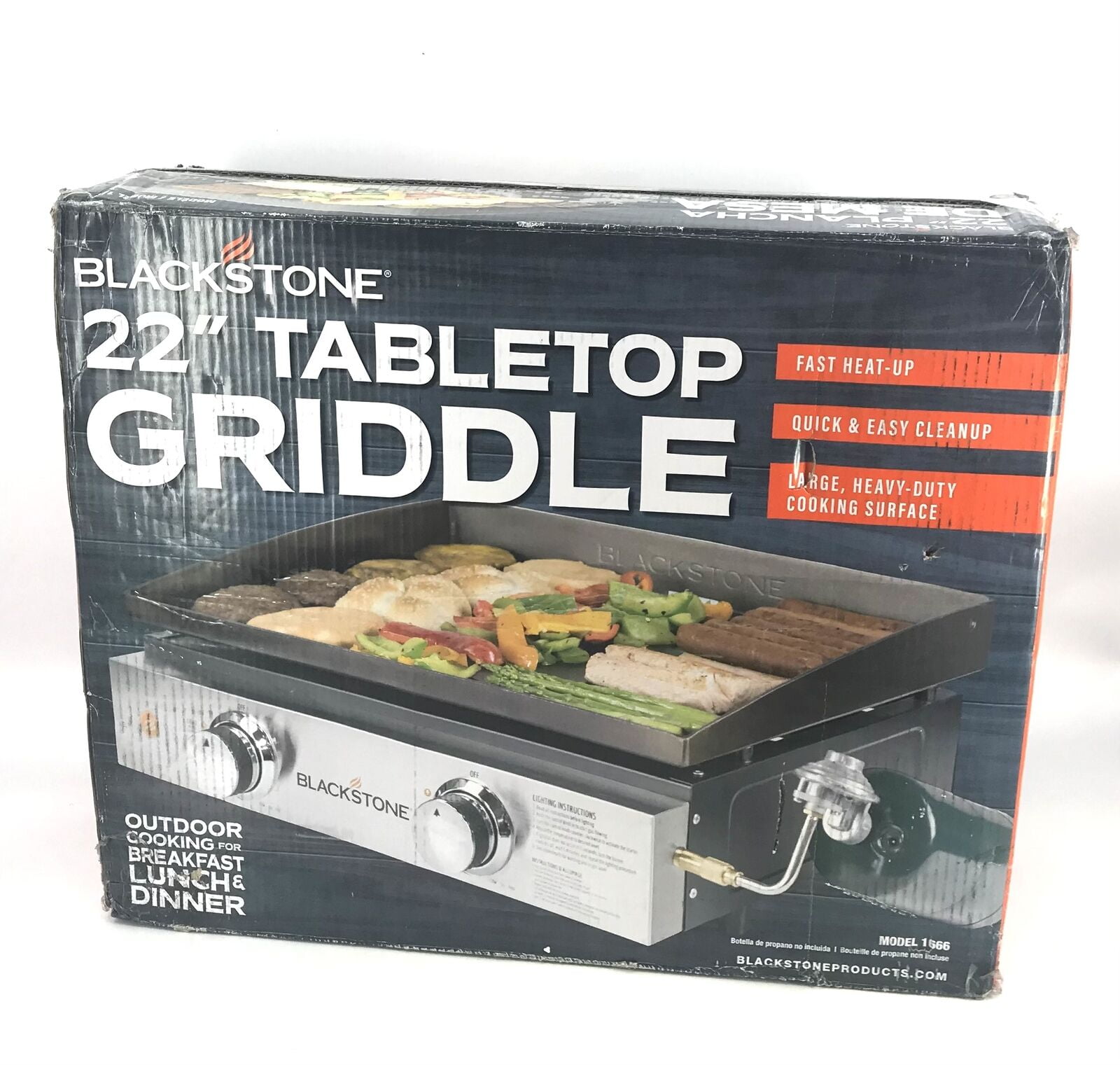  Blackstone Tabletop Griddle, 1666, Heavy Duty Flat Top Griddle  Grill Station for Camping, Camp, Outdoor, Tailgating, Tabletop – Stainless  Steel Griddle with Knobs & Ignition, Black, 22 inch : Everything Else