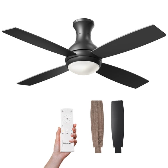 Consciot 52" Ceiling Fan Lights Modern Remote DC Motor CL17001186 - Black