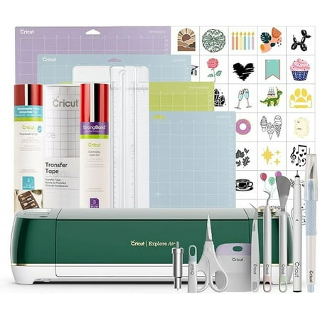 Open Box Cricut Explore Air 2 Starter Bundle - Includes 50 images & 10 fonts - EMERALD