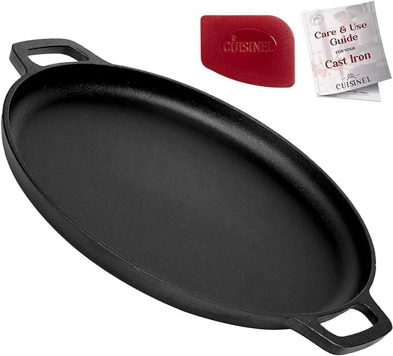 Cuisinel 13.5" Black Cast Iron Pizza Pan with Handles