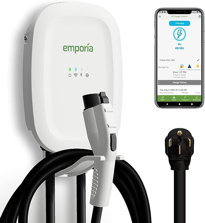 Open Box Emporia Level 2 EV Charger 48 Amp 11.5kW 240V Smart WiFi