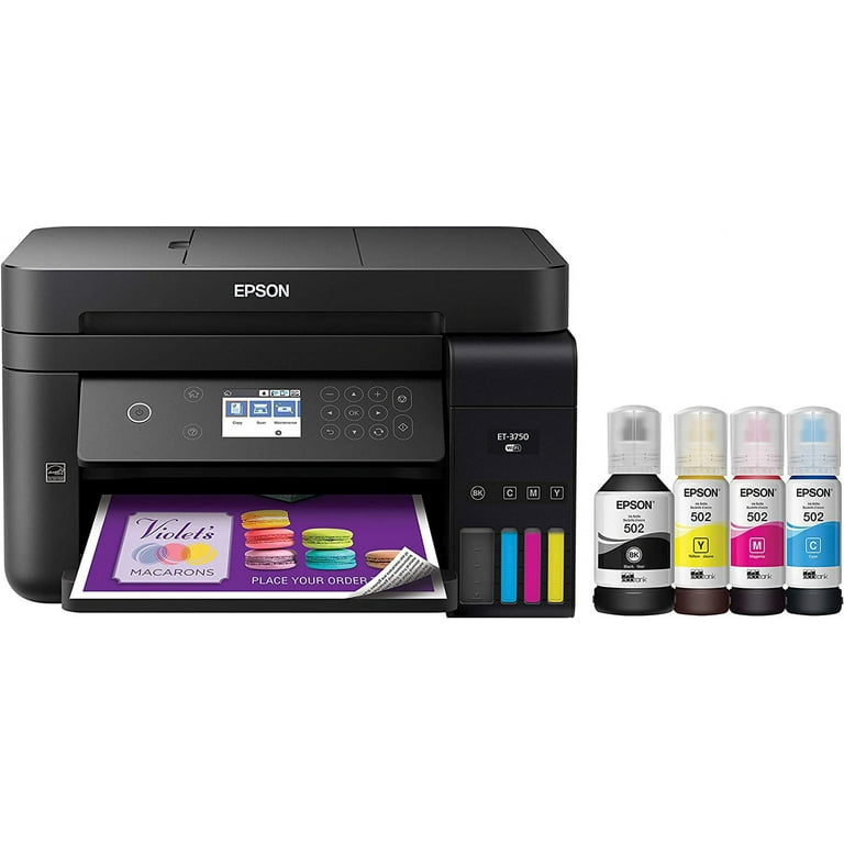 Open Box Epson WorkForce ET 3750 EcoTank Wireless Color All in One Printer Scanner BLACK Walmart