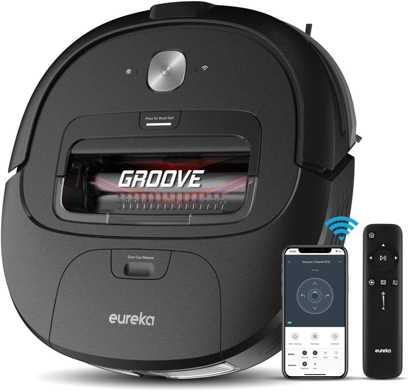 Open Box Eureka Groove Robot Vacuum Cleaner, NER300 Black