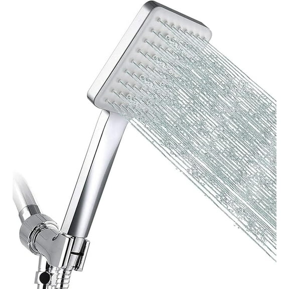 Open Box GRICH VENUS HIGH PRESSURE SHOWER HEAD, HANDHELD, 6 SPRAY MODES/SETTINGS - SILVER