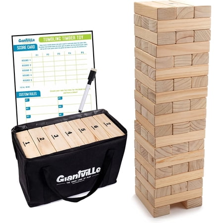Open Box Giant Tumbling Timber Toy Jumbo JR. Wooden Blocks 56 Pieces Tower Game