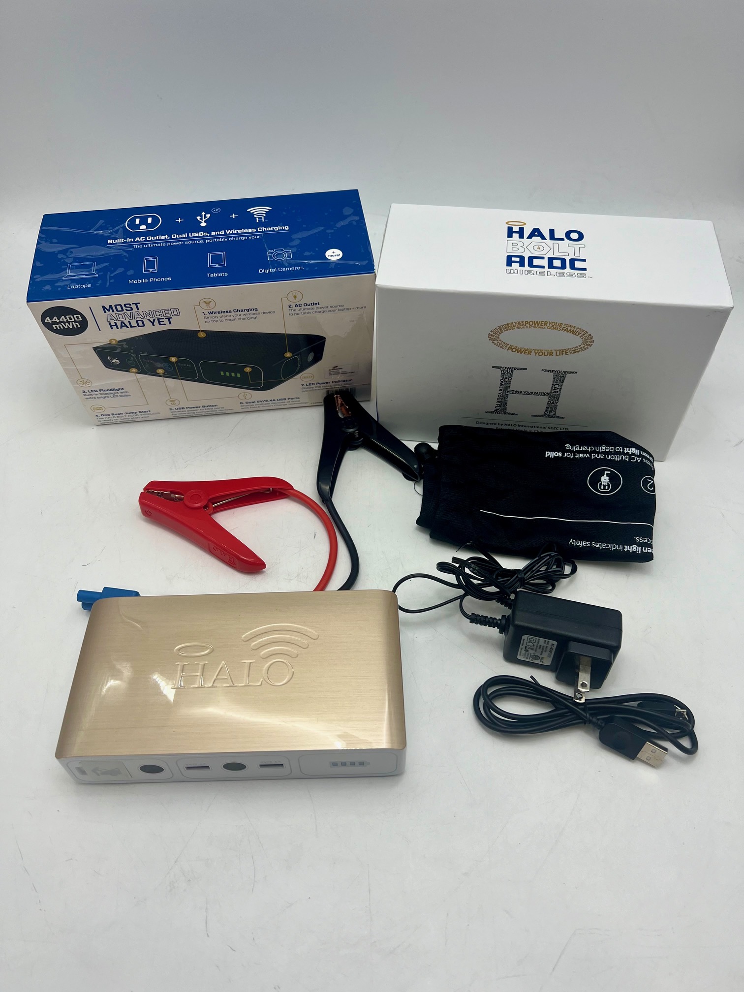 Open Box HALO BOLT ACDC 58830 Portable Power Jump Starter MARBLE GOLD