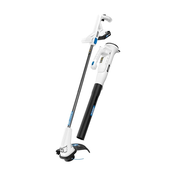 Open Box HART 20-Volt 10-inch String Trimmer/Bazooka Leaf Blower Combo Kit, (1) 2.0Ah Lithium-Ion Battery