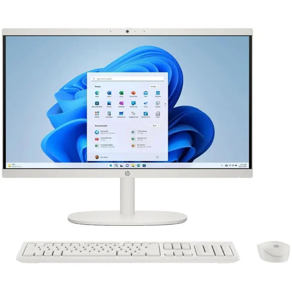 Open Box HP 22-dg0923 All-in-One Desktop 21.5" FHD N200 1GHz Intel UHD Graphics 8GB RAM 128GB SSD Win 11 Home Cashmere White