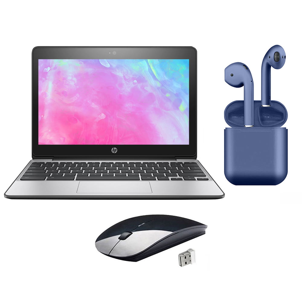Open Box | HP Chromebook | 11.6-inch | Intel Celeron N3050 1.6GHz | 4GB RAM 16GB | 2022 Latest OS | Bundle: Wireless Mouse, Bluetooth/Wireless Airbuds By Certified 2 Day Express