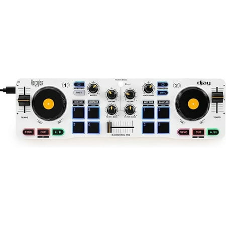 Open Box Hercules DJControl Mix – Bluetooth Wireless DJ Controller – dJay app – 2 Decks